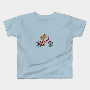 Sloth Riding A Red Bicycle Kids T-Shirt